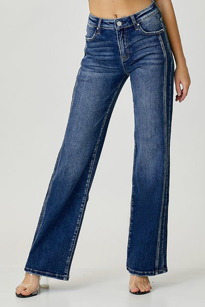 RISEN Mid Rise Straight Jeans