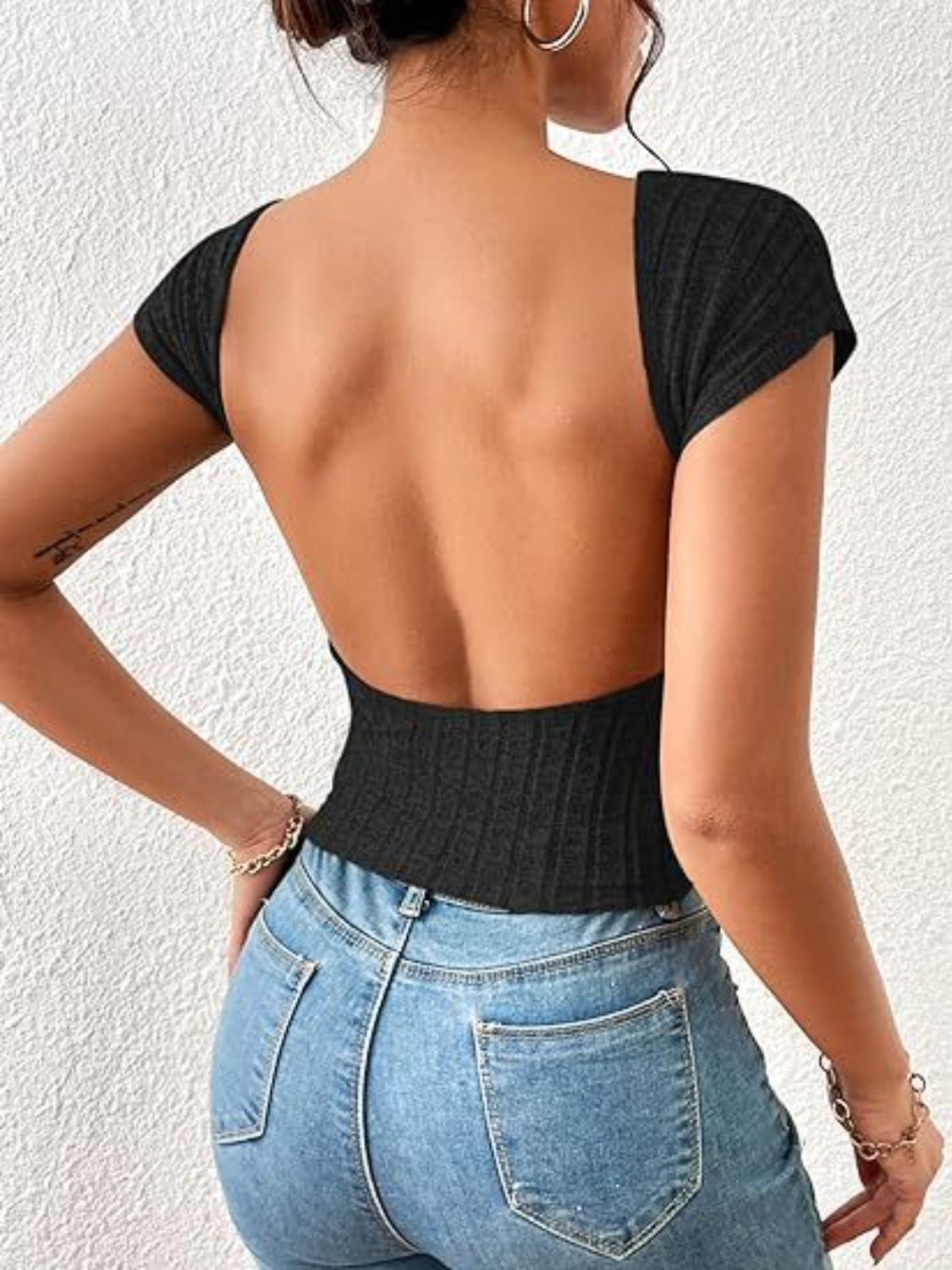 Backless Short Sleeve T-Shirt