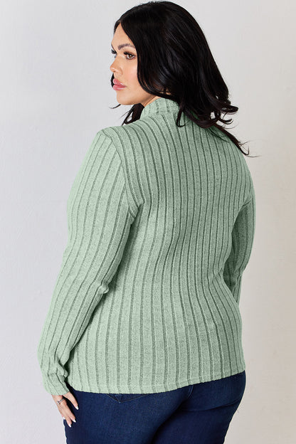 Basic Bae Ribbed Mock Neck Long Sleeve T-Shirt