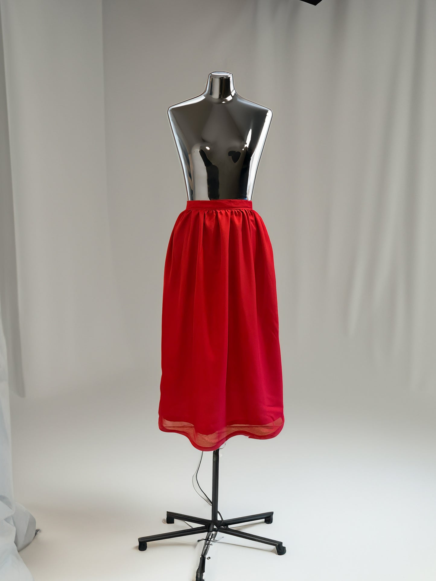 Chiffon Midi Skirt with Clasp Detail