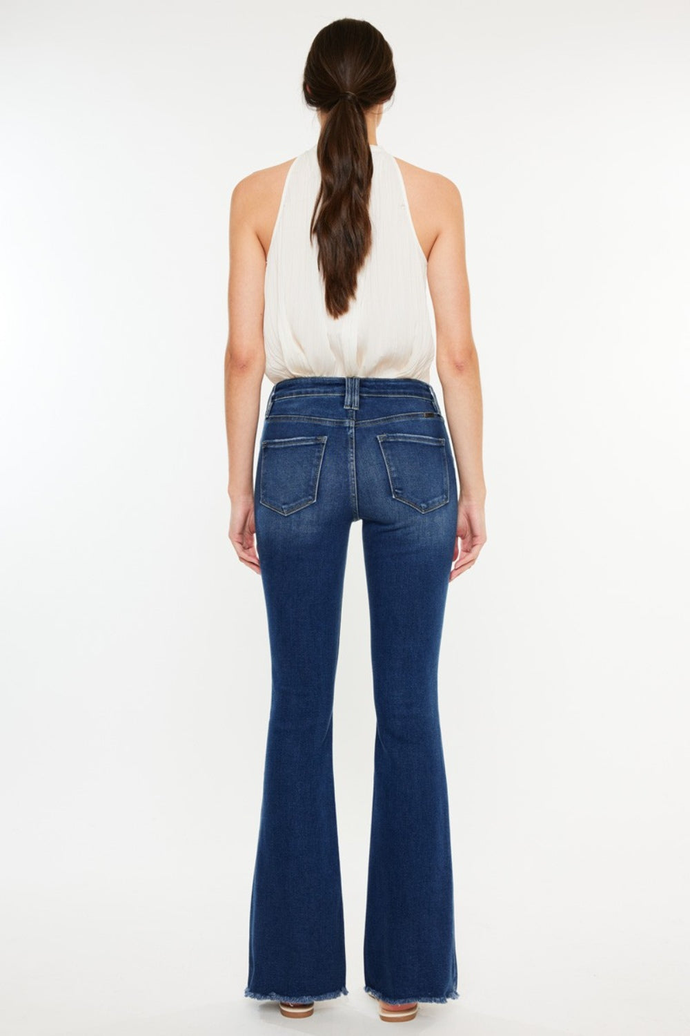 Kancan Cat's Whiskers Raw Hem Flare Jeans