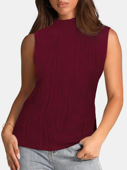 Textured Mock Neck Tank