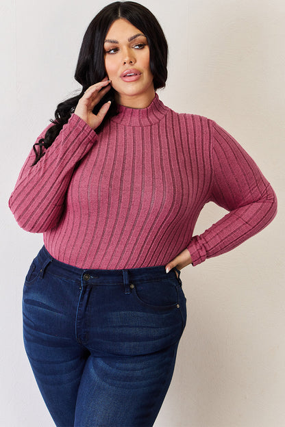 Basic Bae Ribbed Mock Neck Long Sleeve T-Shirt