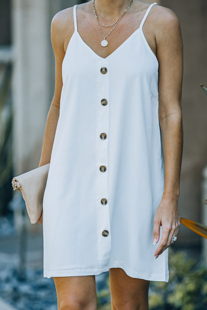 Buttoned Spaghetti Strap Dress