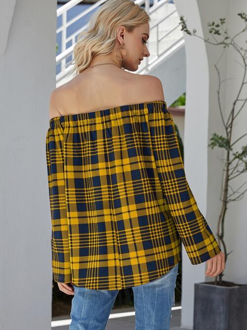 Off-Shoulder Striped Long Sleeve T-Shirt