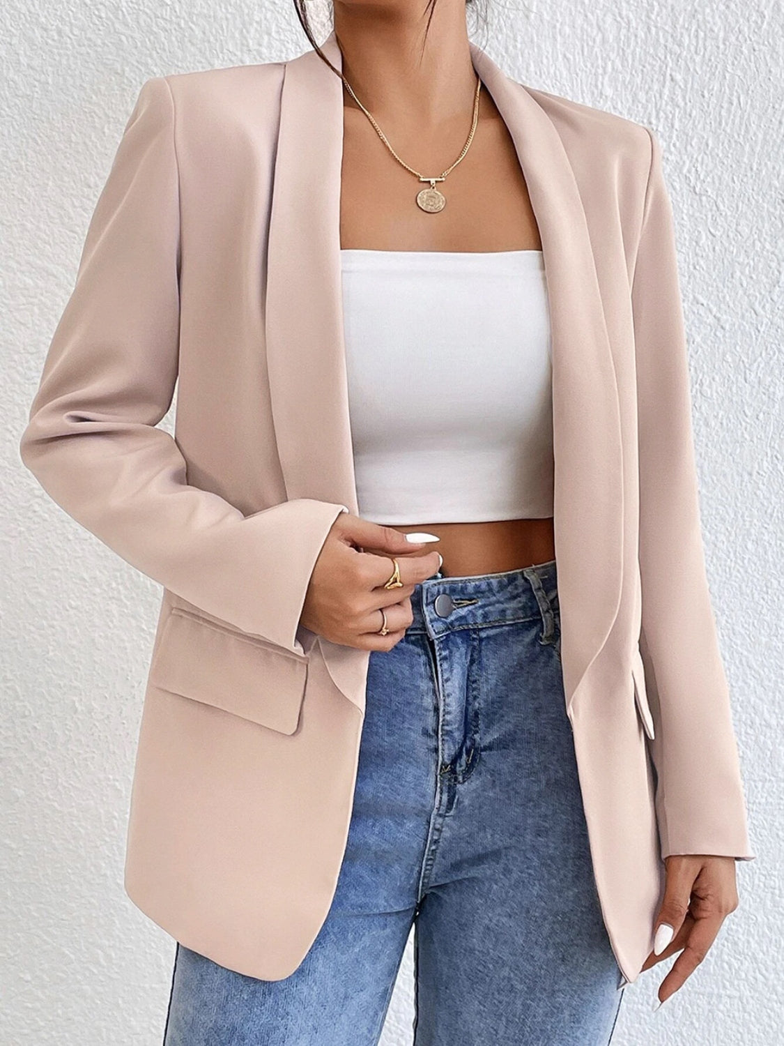 Shawl Collar Long Sleeve Blazer