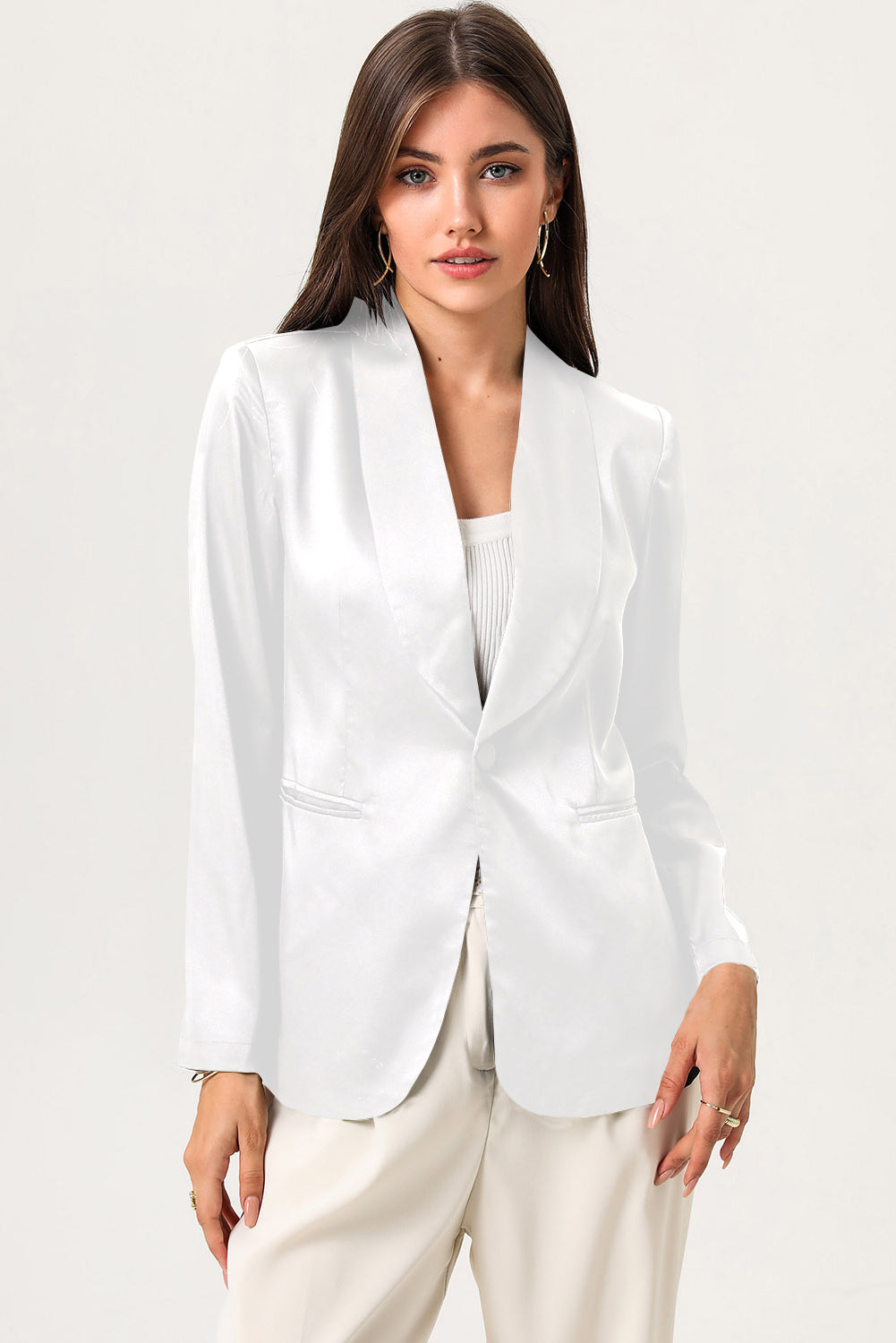 Long Sleeve Shawl Collar Blazer