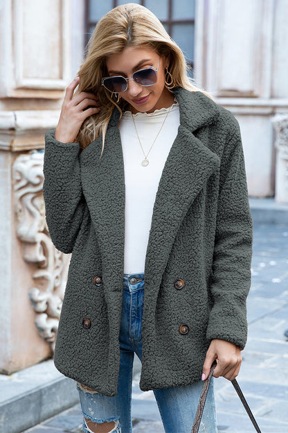 Lapel Collar Sherpa Coat