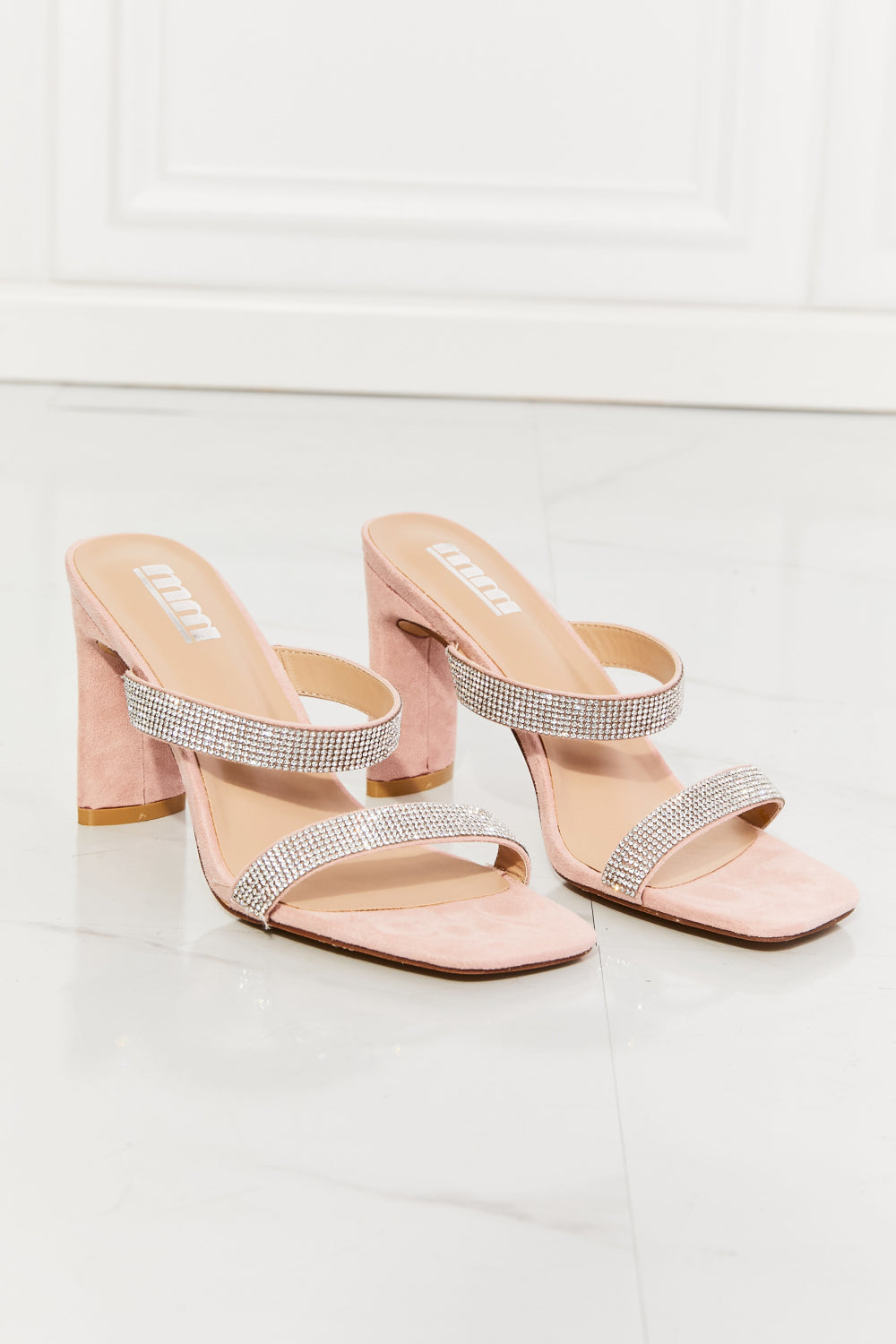 Leave A Little Sparkle Rhinestone Block Heel Sandal