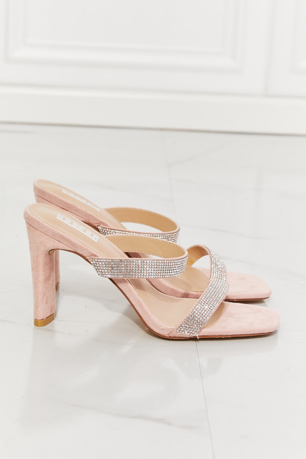 Leave A Little Sparkle Rhinestone Block Heel Sandal