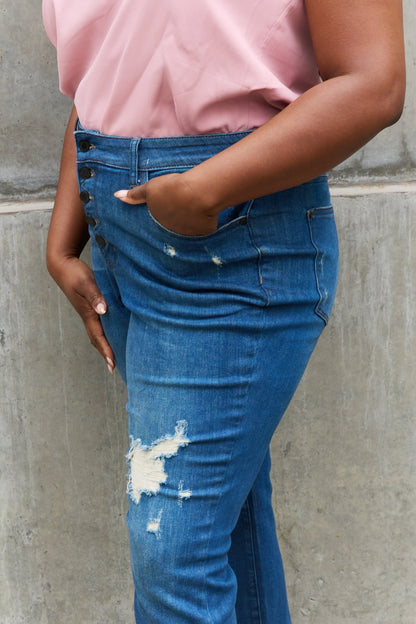 Judy Blue Melanie High Waisted Distressed Boyfriend Jeans