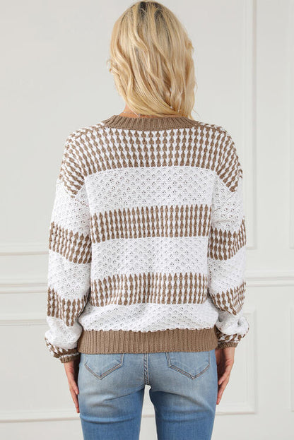 Striped Round Neck Long Sleeve Knit Top