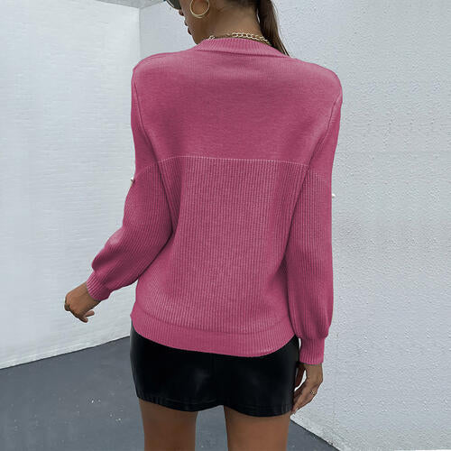 Pearl Detail Round Neck Sweater