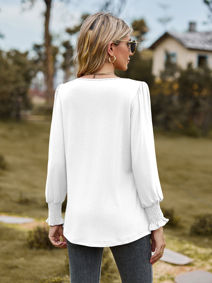 Puff Sleeve Pleated Blouse