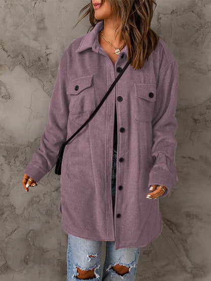 Drop Shoulder Button Down Collared Coat