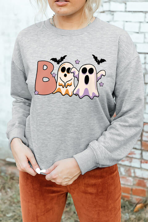 Ghost Graphic Round Neck Sweatshirt