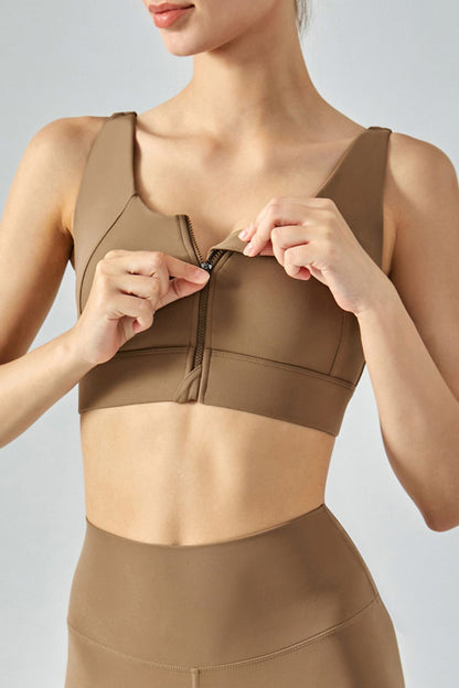 Breathable Zip-Up Sports Bra