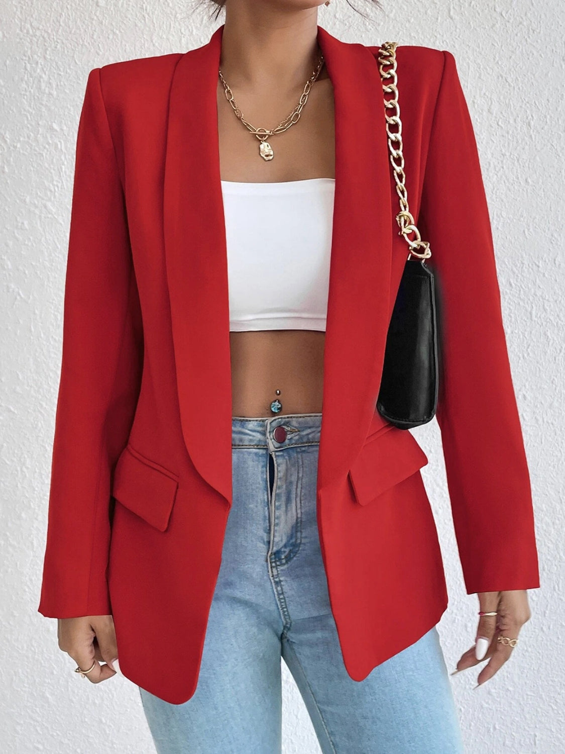 Shawl Collar Long Sleeve Blazer