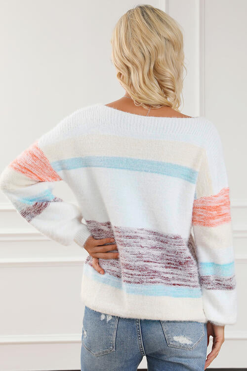 Bright Striped Long Sleeve Sweater