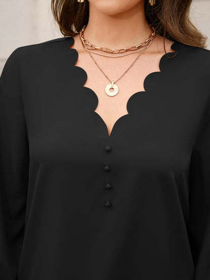 V-Neck Long Sleeve Blouse