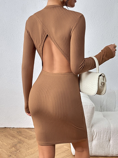 Long Sleeve Ribbed Mini Dress