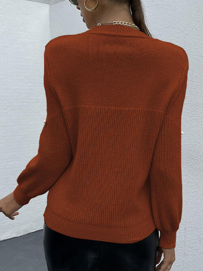 Pearl Detail Round Neck Sweater