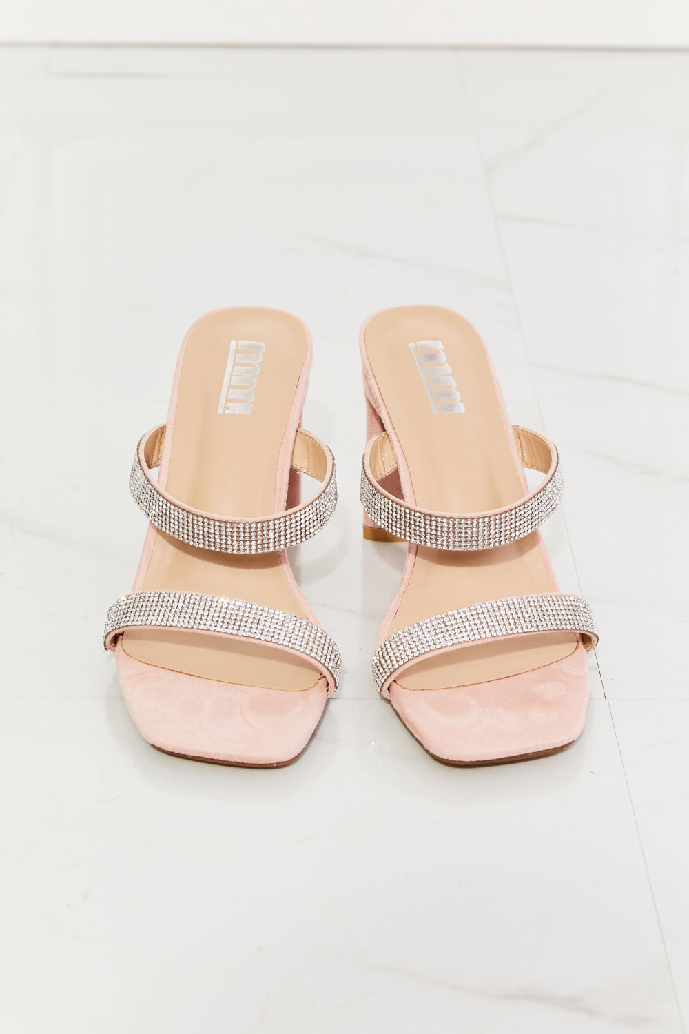 Leave A Little Sparkle Rhinestone Block Heel Sandal