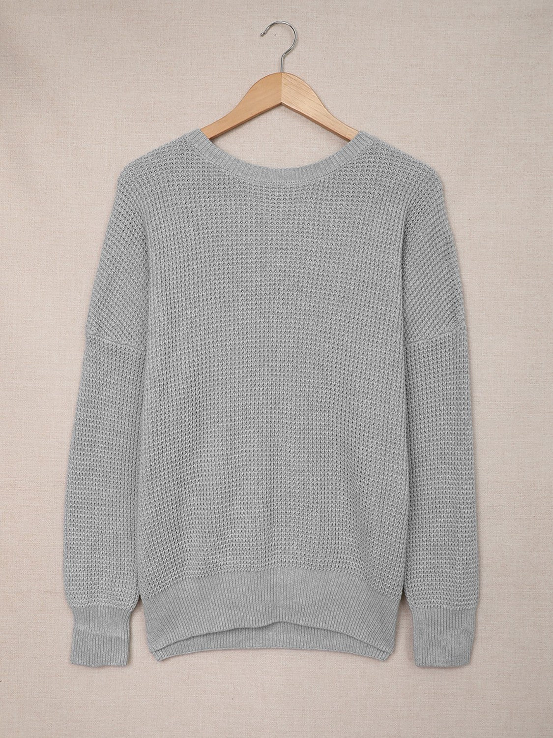 Woven Right Crisscross Back Waffle-Knit Sweater