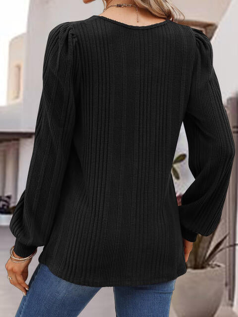 Square Neck Long Sleeve Top