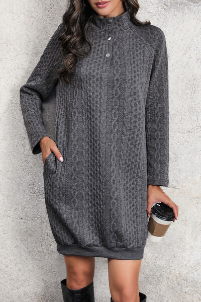 Cable-Knit Mock Neck Dress